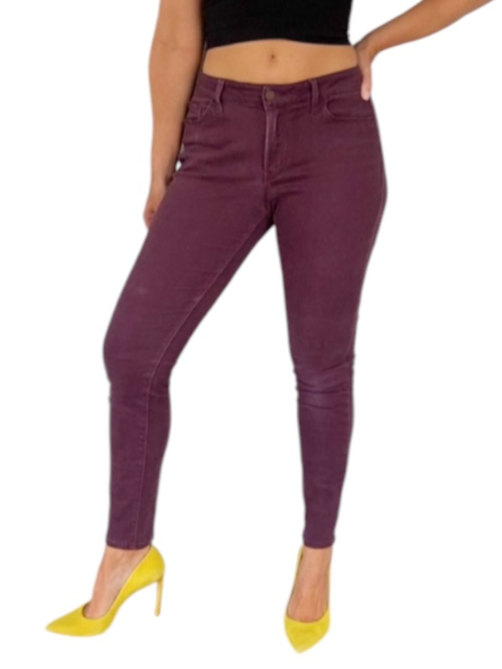 Old Navy Rockstar plum purple mid rise skinny cotton stretch jeans size 8